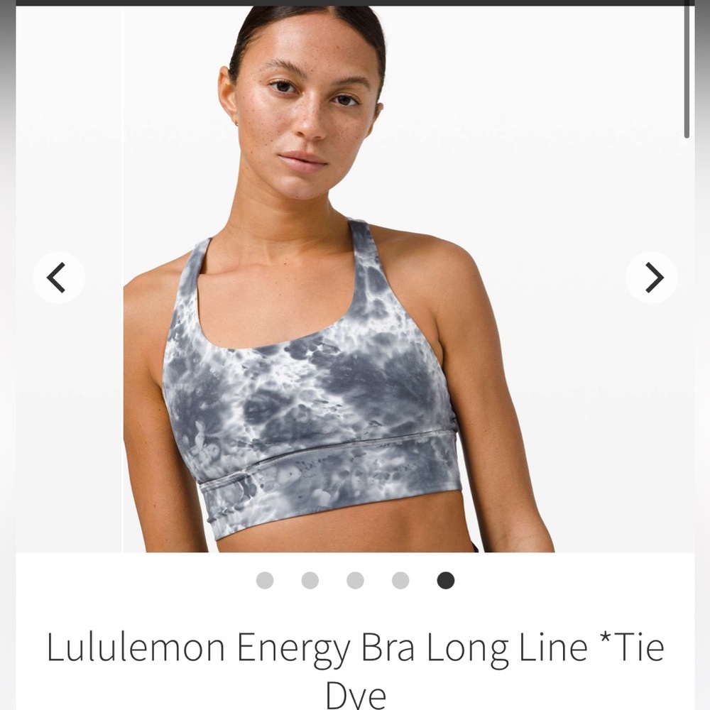 Lululemon Energy Bra Long Line, LNC, Size 2, Marble Dye Classic Navy.